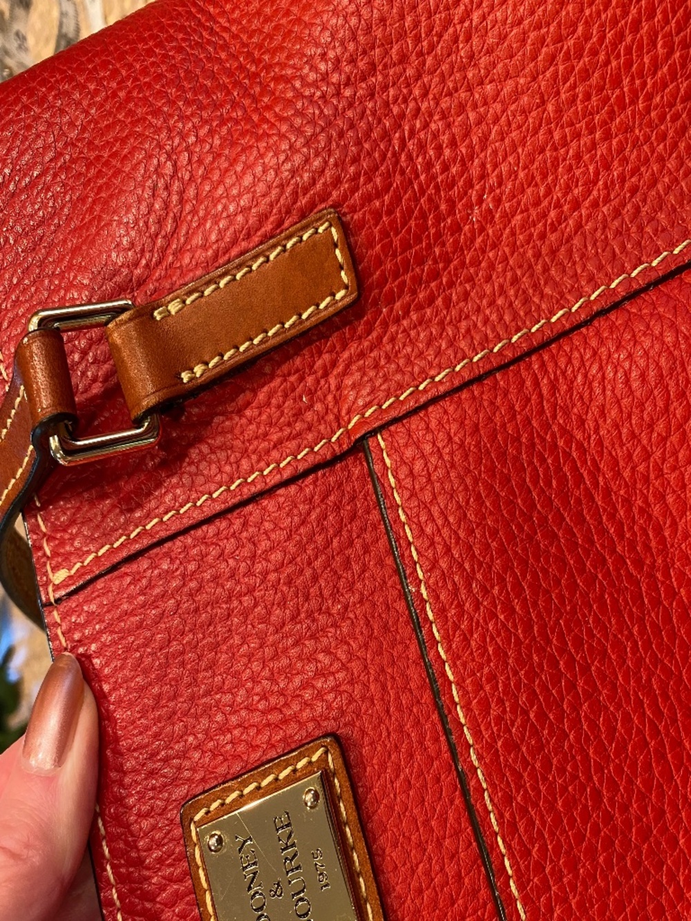 DOONEY & BOURKE Red Pebble Leather Small Lexington Tote Bag GUC - Picture 10 of 17